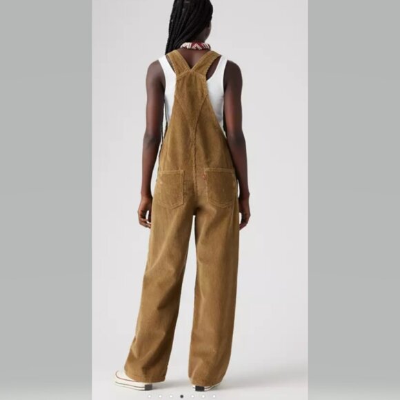 Levis Premium Baggy Corduroy Women's Overalls in Ermine Tan NWT - Picture 4 of 10